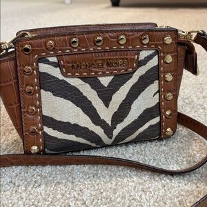 Michael Kors Zebra Print and Brown Crossbody Bag